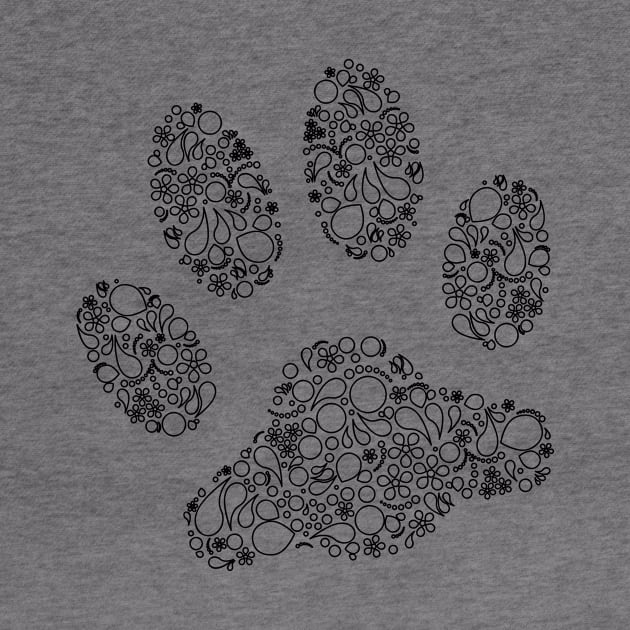 Paw Print in Modern Paisley Outline Design by amyvanmeter